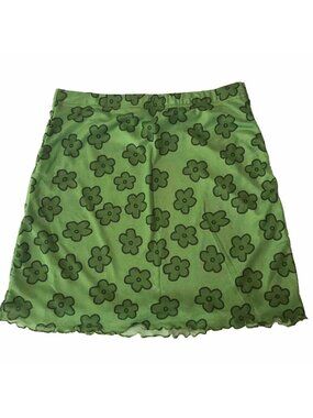 Mini Skirt Small Mod Mesh Floral Groovy Disco Rave Club Retro 60s 70s Hippie